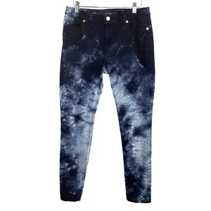 Michael Kors Tie Dye Stretch Denim Jeans Size‎ 4 Navy & White Skinny